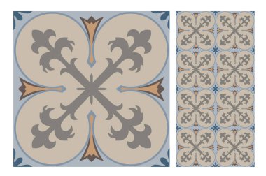 fayans Portekizce desenler vektör çizim vintage sorunsuz tasarımında antika