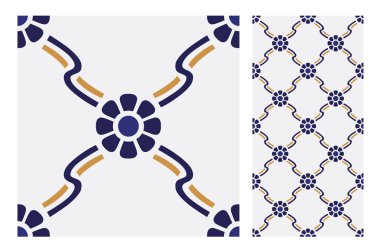 fayans Portekizce desenler vektör çizim vintage sorunsuz tasarımında antika