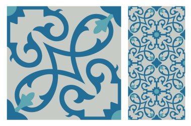 fayans Portekizce desenler vektör çizim vintage sorunsuz tasarımında antika