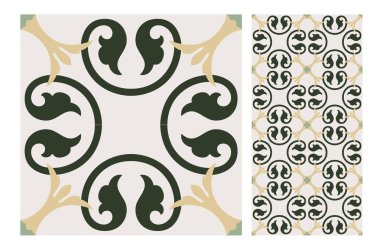 fayans Portekizce desenler vektör çizim vintage sorunsuz tasarımında antika