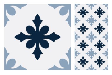 fayans Portekizce desenler vektör çizim vintage sorunsuz tasarımında antika