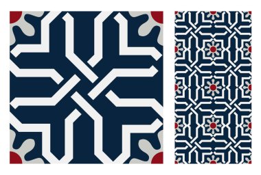 fayans Portekizce desenler vektör çizim vintage sorunsuz tasarımında antika