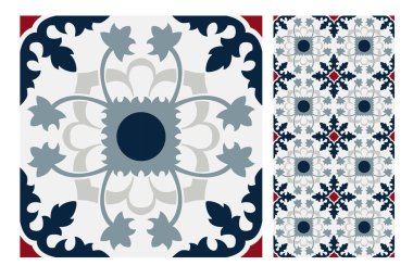 fayans Portekizce desenler vektör çizim vintage sorunsuz tasarımında antika