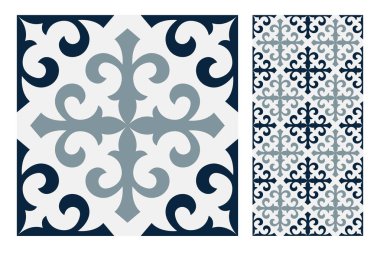 fayans Portekizce desenler vektör çizim vintage sorunsuz tasarımında antika