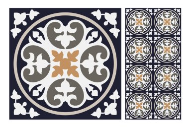 fayans Portekizce desenler vektör çizim vintage sorunsuz tasarımında antika