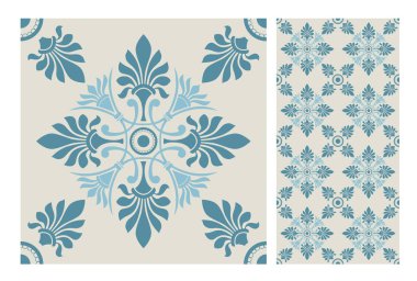 fayans Portekizce desenler vektör çizim vintage sorunsuz tasarımında antika
