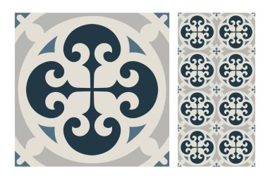 fayans Portekizce desenler vektör çizim vintage sorunsuz tasarımında antika