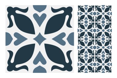 fayans Portekizce desenler vektör çizim vintage sorunsuz tasarımında antika