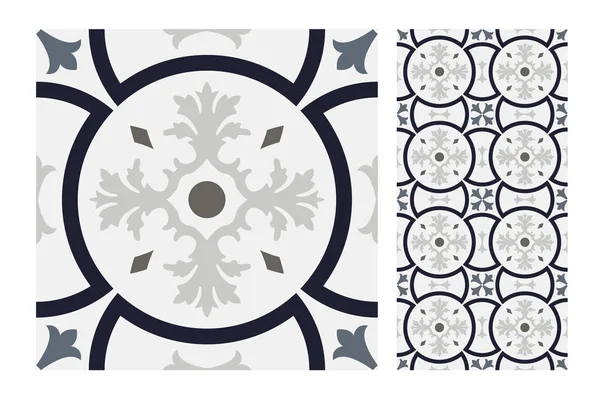 Carreaux Motifs Portugais Design Antique Sans Couture Dans Illustration Vectorielle — Image vectorielle