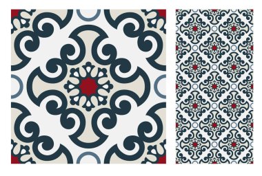 fayans Portekizce desenler vektör çizim vintage sorunsuz tasarımında antika