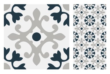 fayans Portekizce desenler vektör çizim vintage sorunsuz tasarımında antika