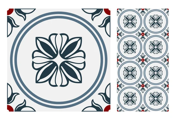 Azulejos Patrones Portugueses Diseño Antiguo Sin Costura Vector Ilustración — Vector de stock