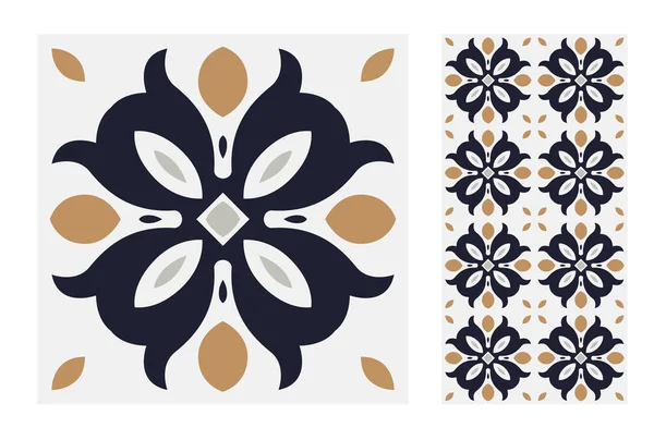 Azulejos Patrones Portugueses Diseño Antiguo Sin Costura Vector Ilustración — Vector de stock