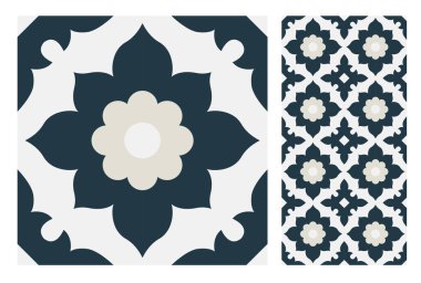 fayans Portekizce desenler vektör çizim vintage sorunsuz tasarımında antika