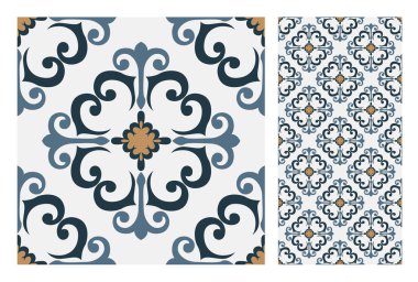 fayans Portekizce desenler vektör çizim vintage sorunsuz tasarımında antika