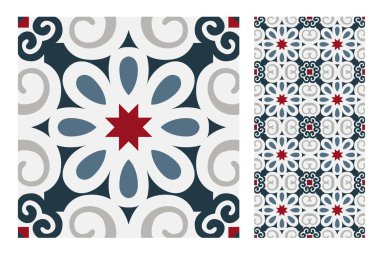 fayans Portekizce desenler vektör çizim vintage sorunsuz tasarımında antika