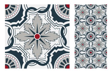 fayans Portekizce desenler vektör çizim vintage sorunsuz tasarımında antika