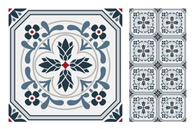 fayans Portekizce desenler vektör çizim vintage sorunsuz tasarımında antika