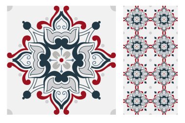 fayans Portekizce desenler vektör çizim vintage sorunsuz tasarımında antika