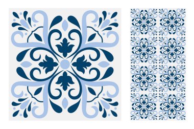 fayans Portekizce desenler vektör çizim vintage sorunsuz tasarımında antika