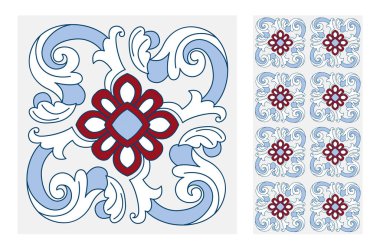 fayans Portekizce desenler vektör çizim vintage sorunsuz tasarımında antika