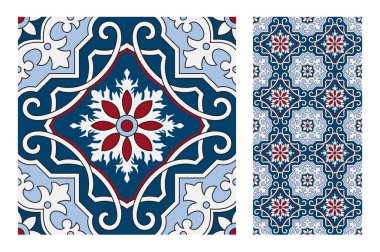 fayans Portekizce desenler vektör çizim vintage sorunsuz tasarımında antika
