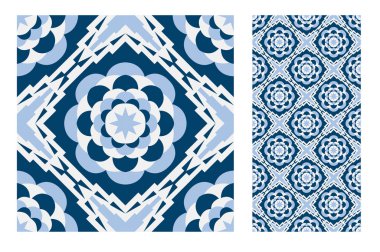 fayans Portekizce desenler vektör çizim vintage sorunsuz tasarımında antika