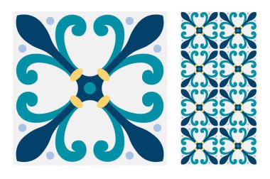 fayans Portekizce desenler vektör çizim vintage sorunsuz tasarımında antika