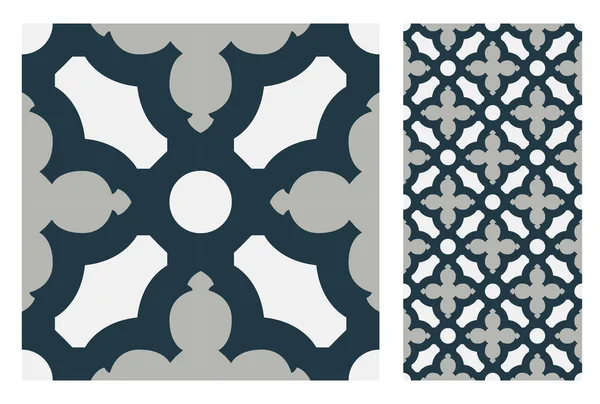 Carreaux Motifs Portugais Design Antique Sans Couture Dans Illustration Vectorielle — Image vectorielle