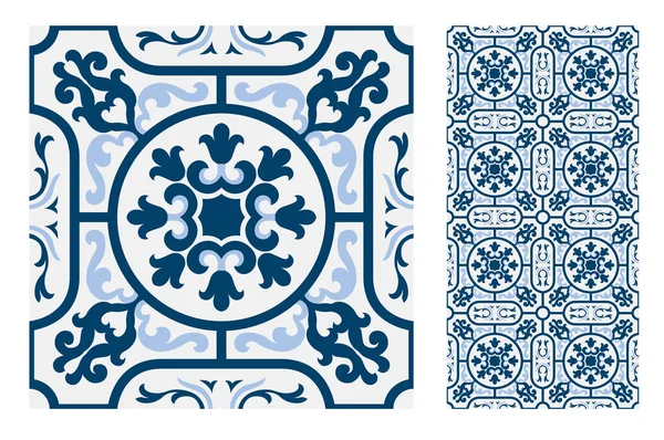 fayans Portekizce desenler vektör çizim vintage sorunsuz tasarımında antika