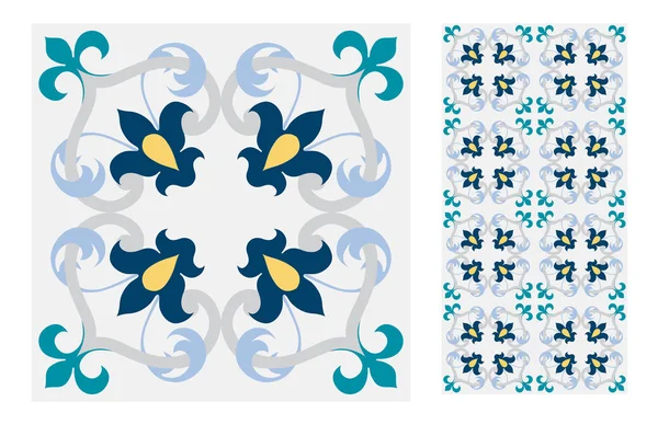 Azulejos Patrones Portugueses Diseño Antiguo Sin Costuras Vector Ilustración Vintage — Vector de stock