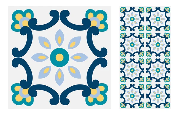 fayans Portekizce desenler vektör çizim vintage sorunsuz tasarımında antika