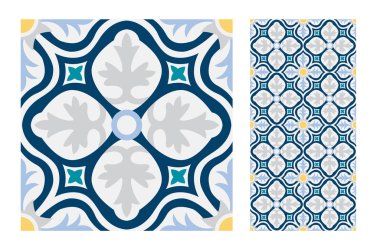 fayans Portekizce desenler vektör çizim vintage sorunsuz tasarımında antika