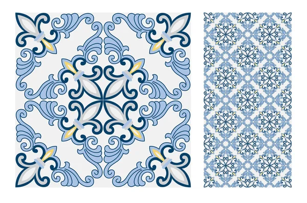 fayans Portekizce desenler vektör çizim vintage sorunsuz tasarımında antika