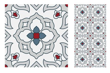 fayans Portekizce desenler vektör çizim vintage sorunsuz tasarımında antika