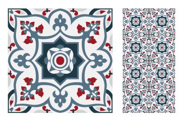 fayans Portekizce desenler vektör çizim vintage sorunsuz tasarımında antika