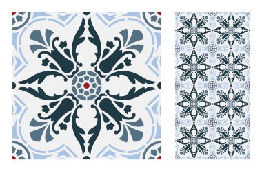 fayans Portekizce desenler vektör çizim vintage sorunsuz tasarımında antika