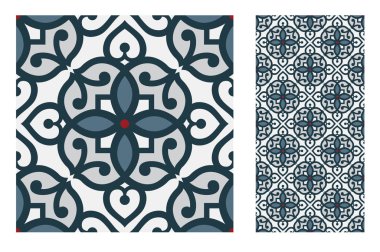 fayans Portekizce desenler vektör çizim vintage sorunsuz tasarımında antika