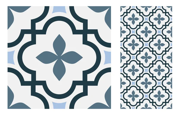 Azulejos Patrones Portugueses Diseño Antiguo Sin Costuras Vector Ilustración Vintage — Vector de stock