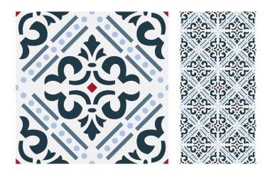 fayans Portekizce desenler vektör çizim vintage sorunsuz tasarımında antika