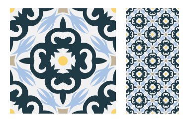 fayans Portekizce desenler vektör çizim vintage sorunsuz tasarımında antika