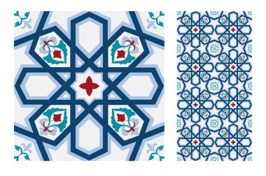 Vintage fayans Portekizce desenler vektör çizim sorunsuz tasarımında antika