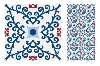 Vintage fayans Portekizce desenler vektör çizim sorunsuz tasarımında antika