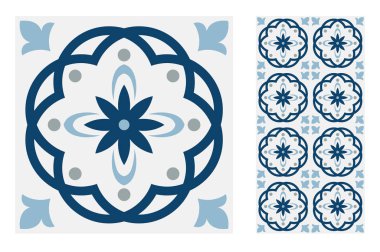 fayans Portekizce desenler vektör çizim vintage sorunsuz tasarımında antika