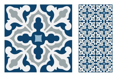 fayans Portekizce desenler vektör çizim vintage sorunsuz tasarımında antika