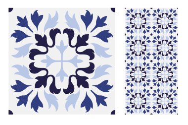 Portekiz kiremitleri Vektör illüstrasyonunda antika, pürüzsüz tasarım