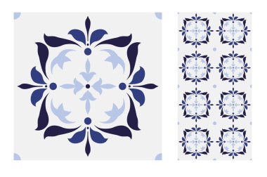 Portekiz kiremitleri Vektör illüstrasyonunda antika, pürüzsüz tasarım