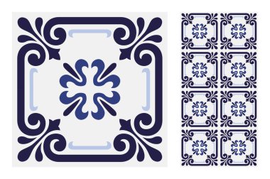 Portekiz kiremitleri Vektör illüstrasyonunda antika, pürüzsüz tasarım