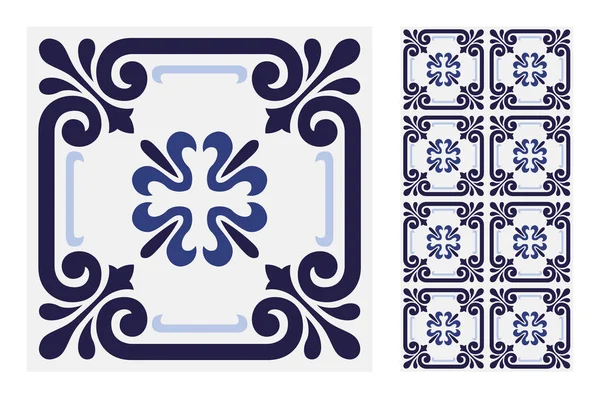 Tiles Portuguese Patterns Antique Seamless Design Vector Illustration — Stock Vector