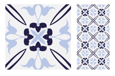 Portekiz kiremitleri Vektör illüstrasyonunda antika, pürüzsüz tasarım